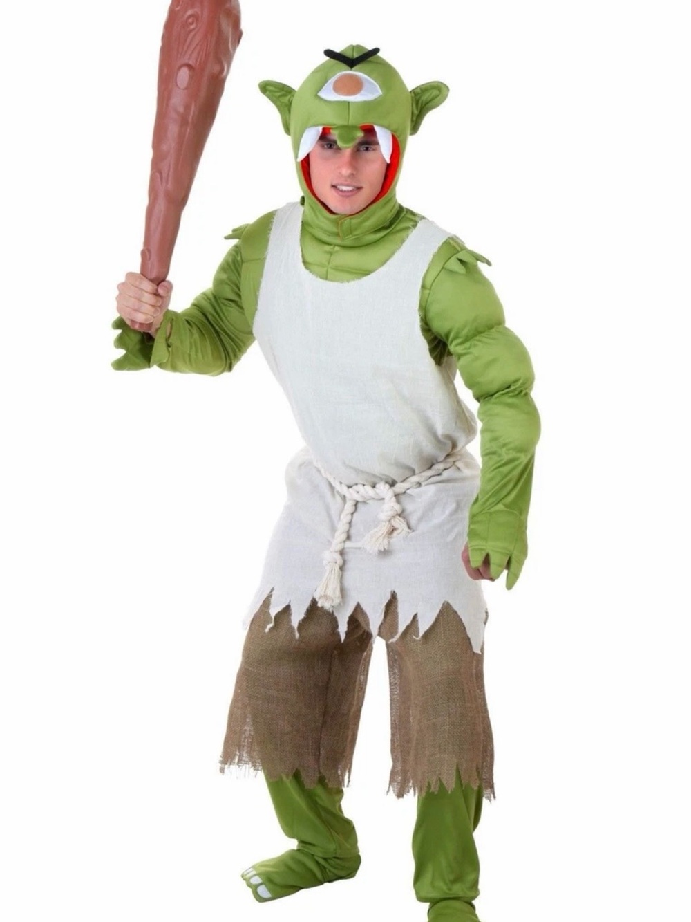 Funny One-Eyed Cyclops Caveman Green Monster Halloween Costume Shrek Ogre Hulk